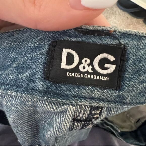 Dolce & Gabbana y2k Frey Hem Denim Mini Skirt with Contrasting Pockets - Picture 3 of 12